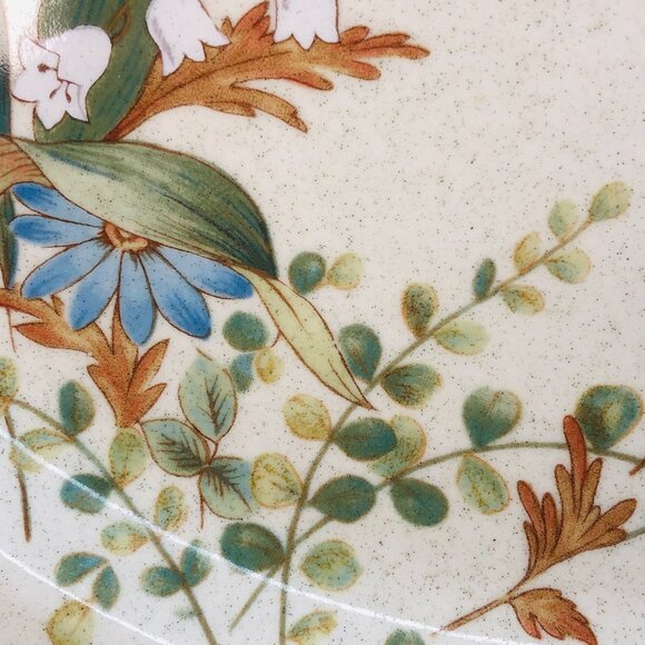 Vintage 80s Mikasa Blue Daisies 12" Service Platter, Cottagecore Charger Dish - Picture 4 of 10